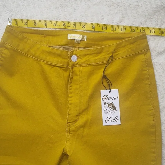 Home Folk Mustard Yellow Wide Flare Women's Pants Size 12 NWT Bell bottom - Picture 8 of 16